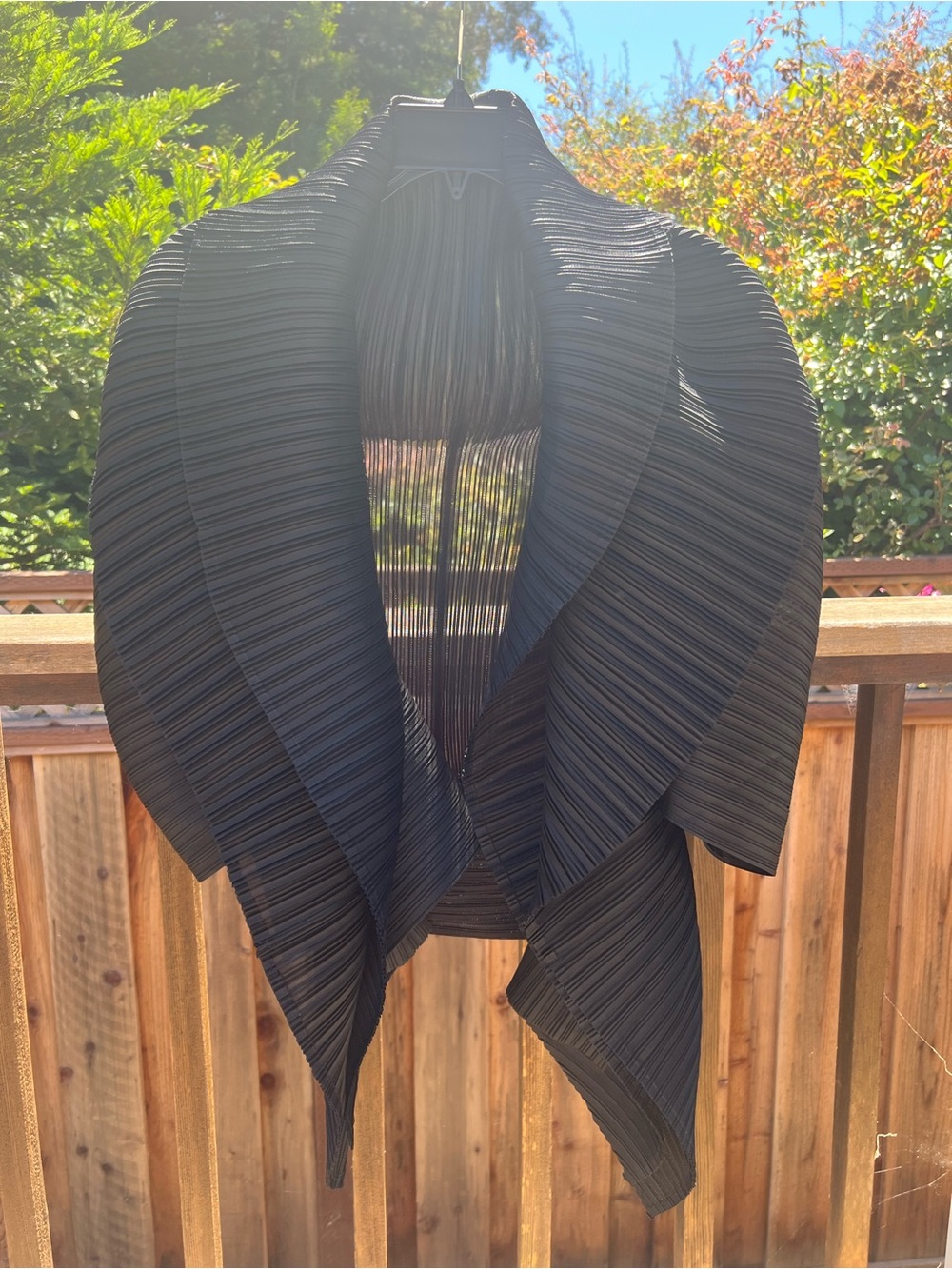 Black Pleated Open Drape Jacket